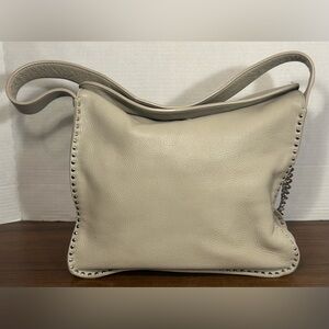 Michael Kors Handbag Astor Studded Beige Leather Chain Messenger Shoulder Bag